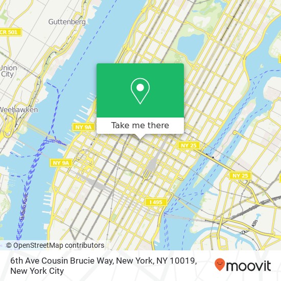 Mapa de 6th Ave Cousin Brucie Way, New York, NY 10019