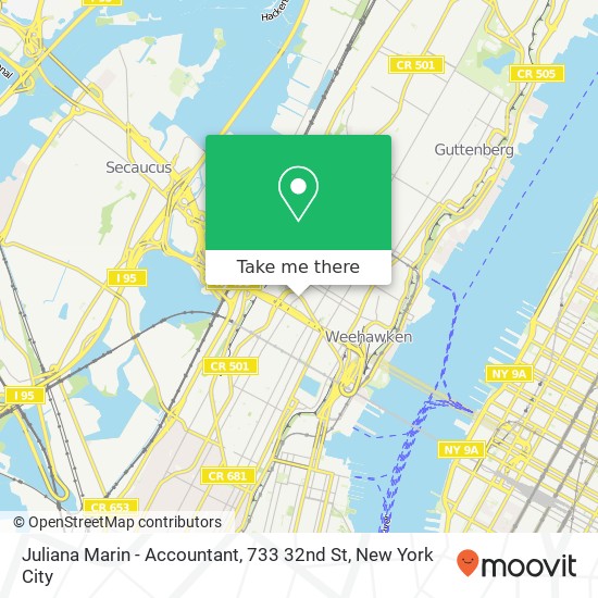 Mapa de Juliana Marin - Accountant, 733 32nd St