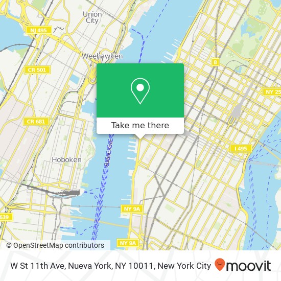 Mapa de W St 11th Ave, Nueva York, NY 10011