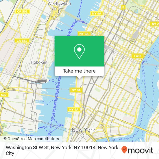 Washington St W St, New York, NY 10014 map