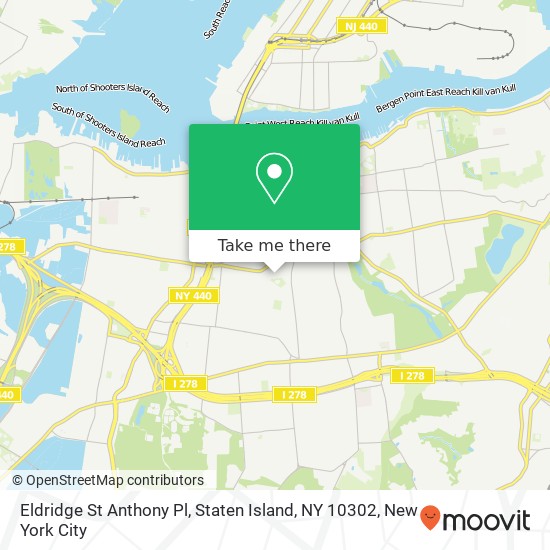 Mapa de Eldridge St Anthony Pl, Staten Island, NY 10302