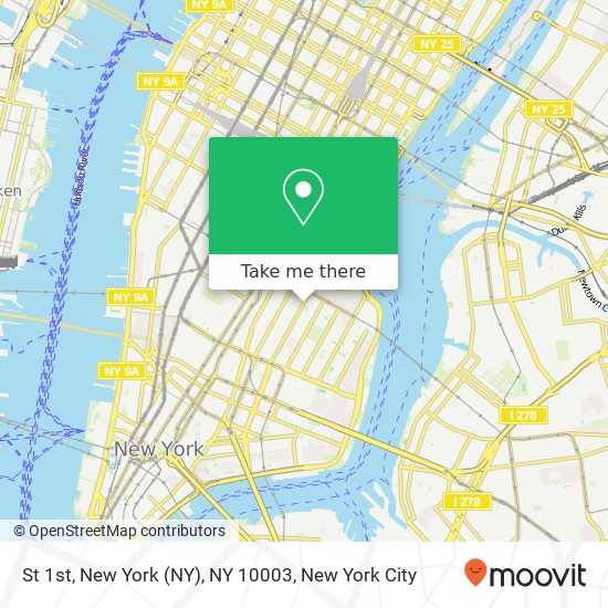 Mapa de St 1st, New York (NY), NY 10003