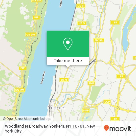Mapa de Woodland N Broadway, Yonkers, NY 10701
