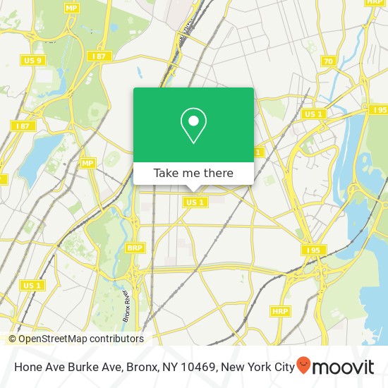Mapa de Hone Ave Burke Ave, Bronx, NY 10469