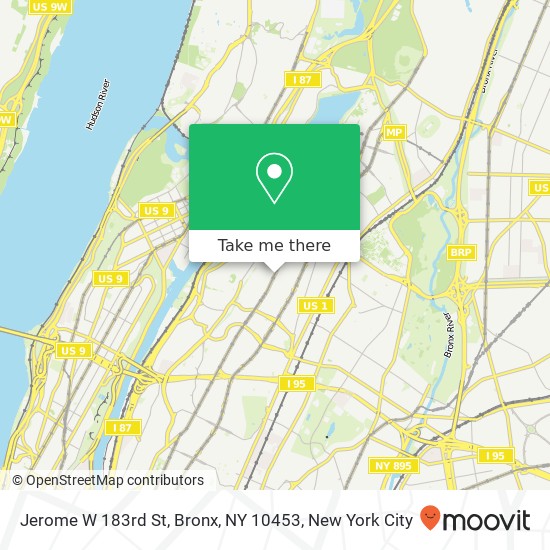 Mapa de Jerome W 183rd St, Bronx, NY 10453