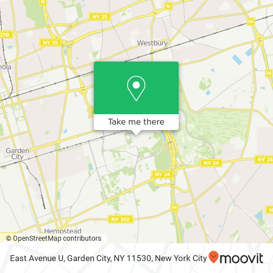 Mapa de East Avenue U, Garden City, NY 11530