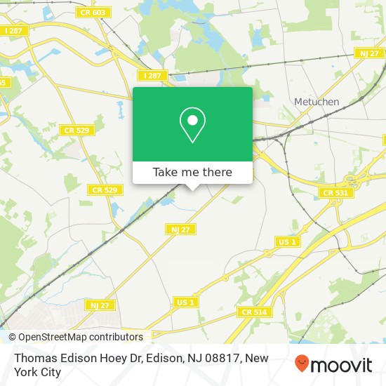 Thomas Edison Hoey Dr, Edison, NJ 08817 map