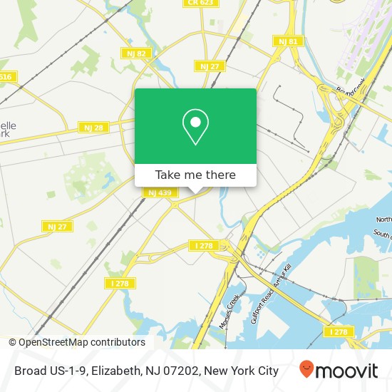 Mapa de Broad US-1-9, Elizabeth, NJ 07202