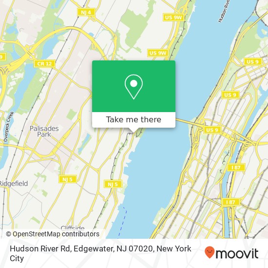 Mapa de Hudson River Rd, Edgewater, NJ 07020