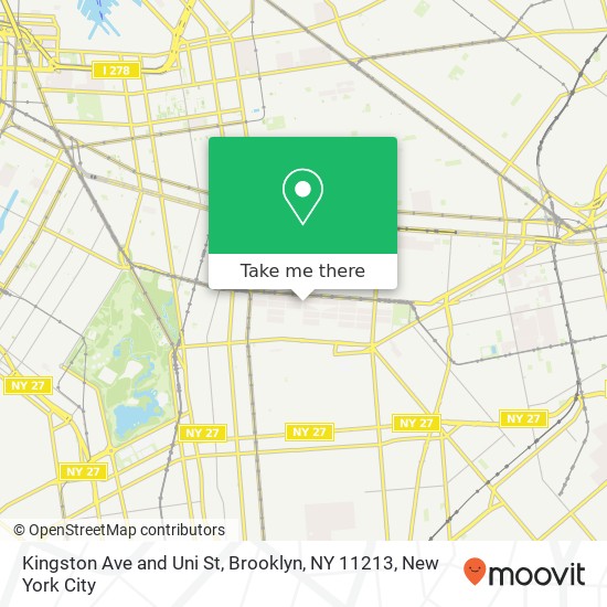 Kingston Ave and Uni St, Brooklyn, NY 11213 map