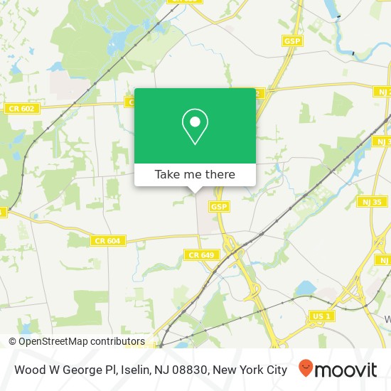 Wood W George Pl, Iselin, NJ 08830 map