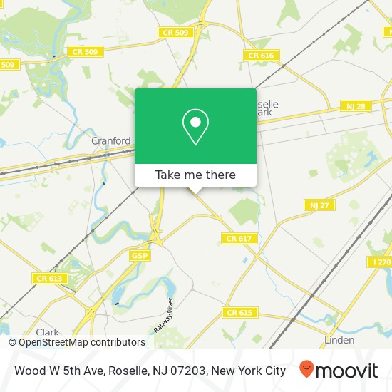 Wood W 5th Ave, Roselle, NJ 07203 map