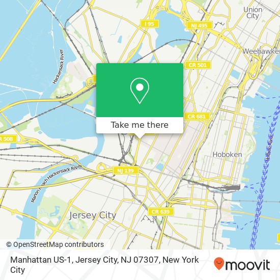 Mapa de Manhattan US-1, Jersey City, NJ 07307