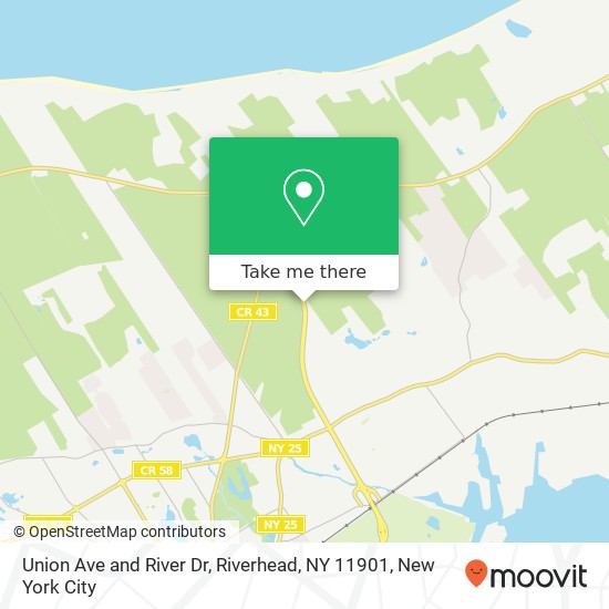 Mapa de Union Ave and River Dr, Riverhead, NY 11901