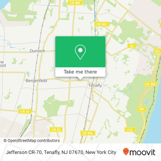 Mapa de Jefferson CR-70, Tenafly, NJ 07670