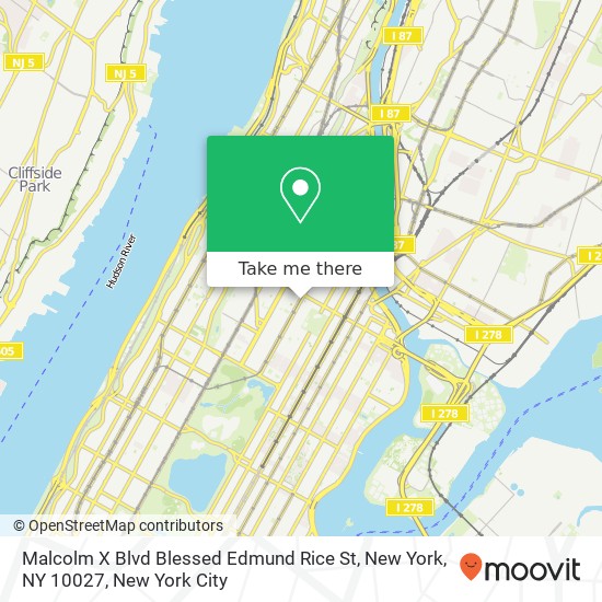 Malcolm X Blvd Blessed Edmund Rice St, New York, NY 10027 map