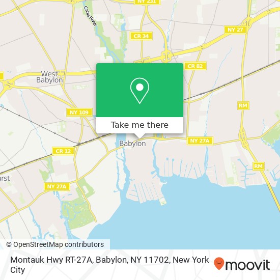 Mapa de Montauk Hwy RT-27A, Babylon, NY 11702