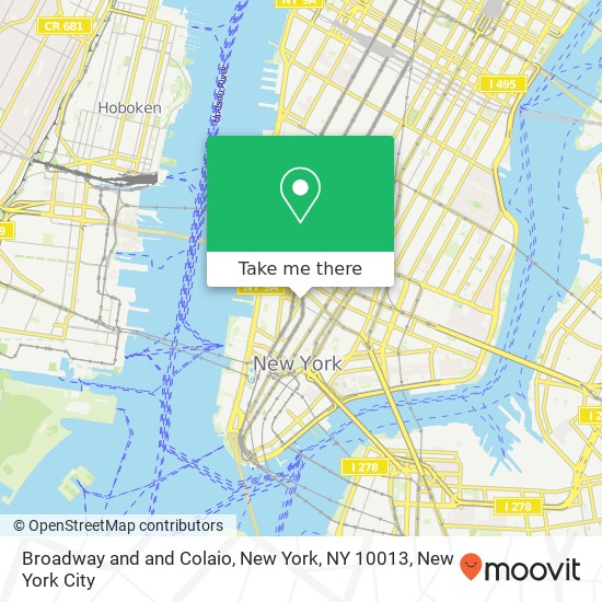 Mapa de Broadway and and Colaio, New York, NY 10013