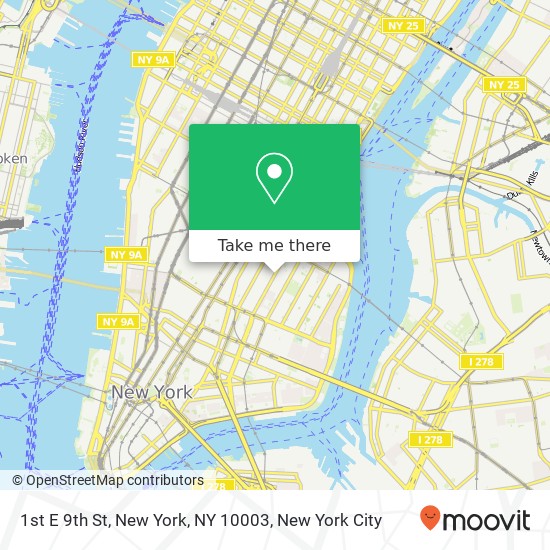 Mapa de 1st E 9th St, New York, NY 10003