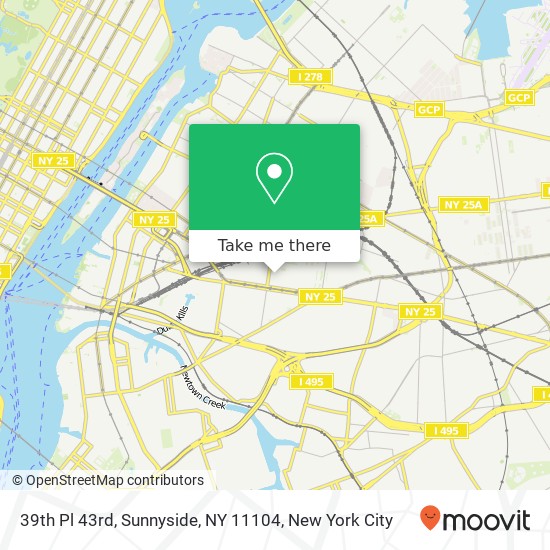 Mapa de 39th Pl 43rd, Sunnyside, NY 11104