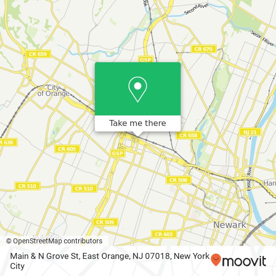 Mapa de Main & N Grove St, East Orange, NJ 07018