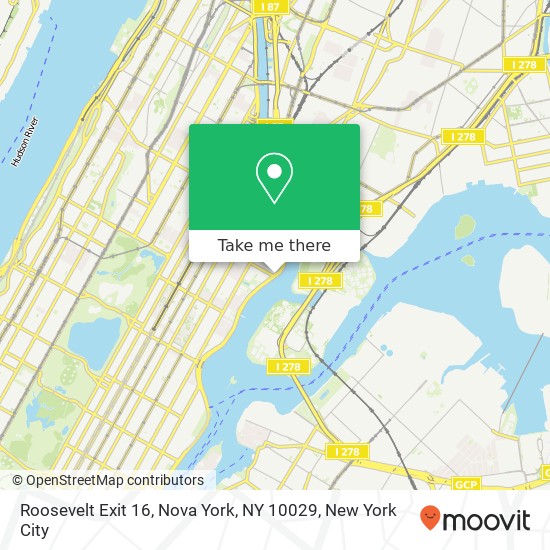 Mapa de Roosevelt Exit 16, Nova York, NY 10029