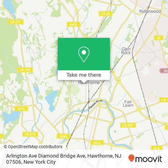 Mapa de Arlington Ave Diamond Bridge Ave, Hawthorne, NJ 07506