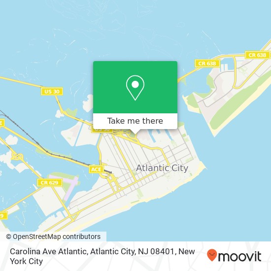 Mapa de Carolina Ave Atlantic, Atlantic City, NJ 08401