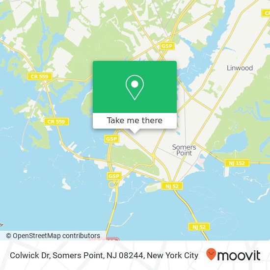 Mapa de Colwick Dr, Somers Point, NJ 08244