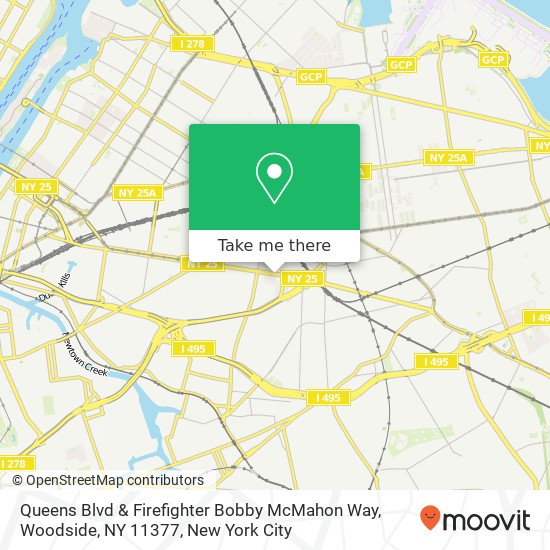 Queens Blvd & Firefighter Bobby McMahon Way, Woodside, NY 11377 map