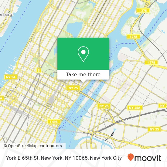 York E 65th St, New York, NY 10065 map