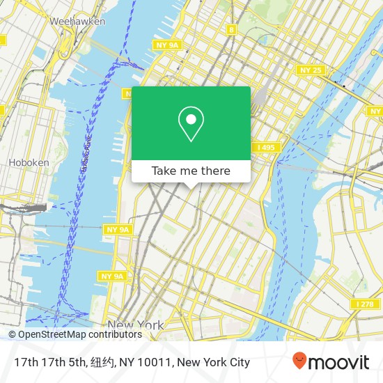 Mapa de 17th 17th 5th, 纽约, NY 10011