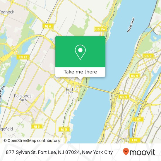 Mapa de 877 Sylvan St, Fort Lee, NJ 07024