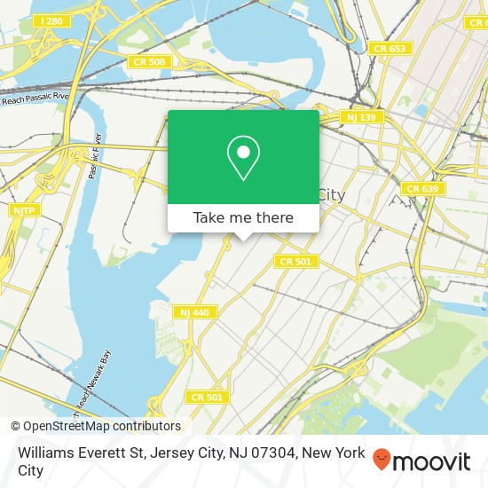 Mapa de Williams Everett St, Jersey City, NJ 07304