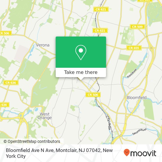 Mapa de Bloomfield Ave N Ave, Montclair, NJ 07042