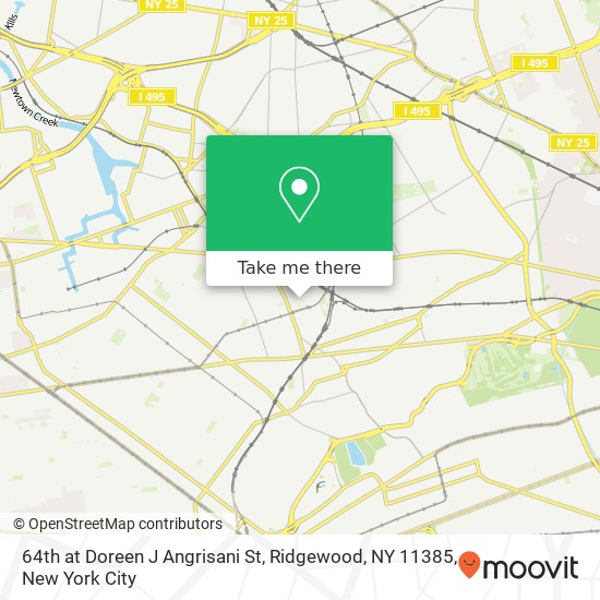 Mapa de 64th at Doreen J Angrisani St, Ridgewood, NY 11385
