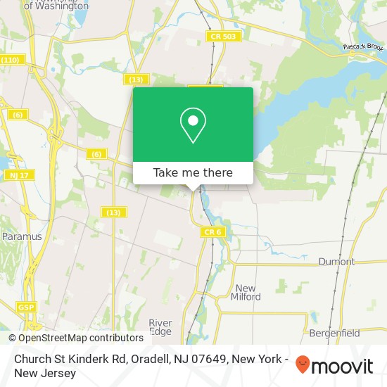 Mapa de Church St Kinderk Rd, Oradell, NJ 07649