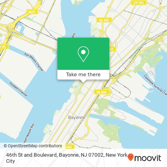 46th St and Boulevard, Bayonne, NJ 07002 map