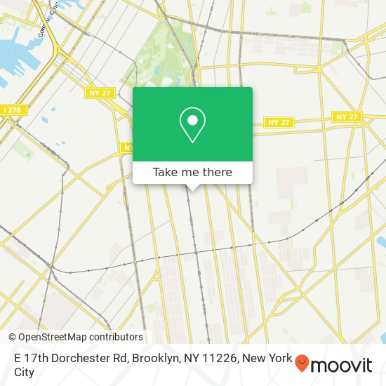 Mapa de E 17th Dorchester Rd, Brooklyn, NY 11226