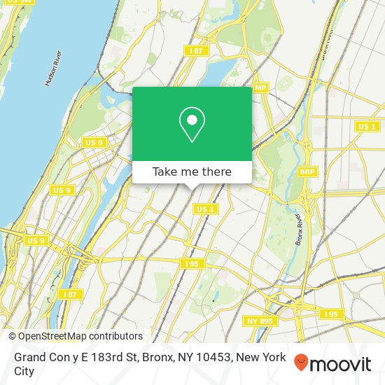 Mapa de Grand Con y E 183rd St, Bronx, NY 10453