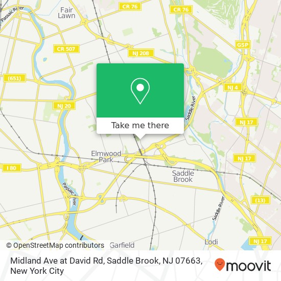 Midland Ave at David Rd, Saddle Brook, NJ 07663 map