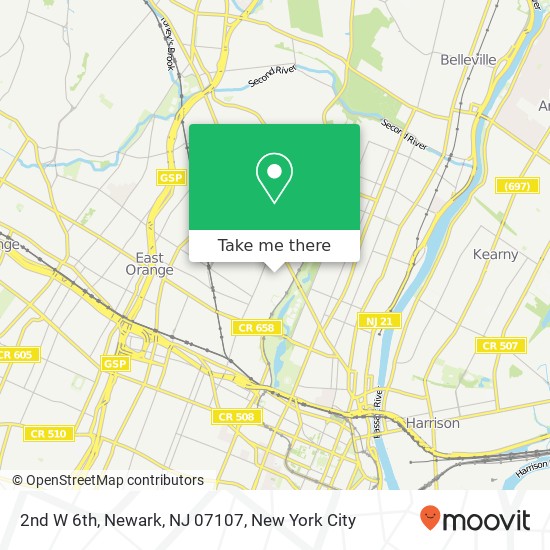 Mapa de 2nd W 6th, Newark, NJ 07107