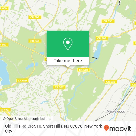 Mapa de Old Hills Rd CR-510, Short Hills, NJ 07078