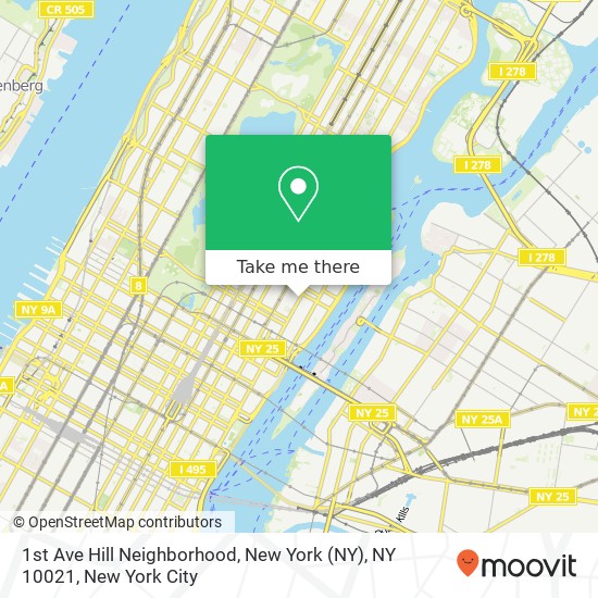 1st Ave Hill Neighborhood, New York (NY), NY 10021 map