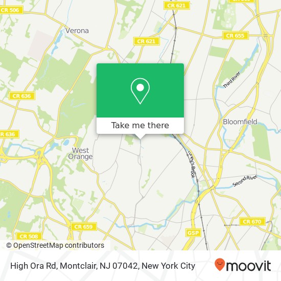 Mapa de High Ora Rd, Montclair, NJ 07042