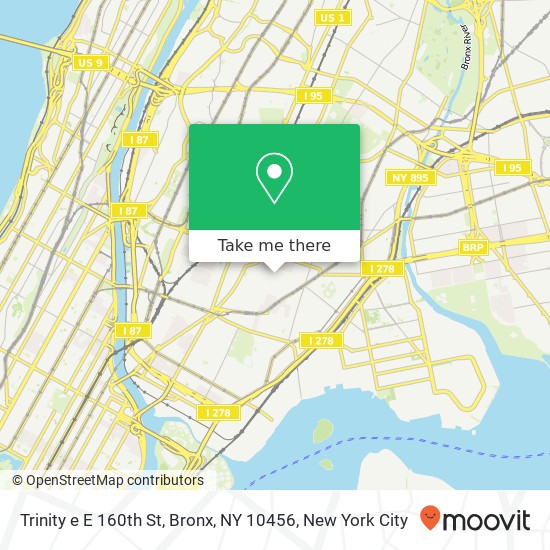 Mapa de Trinity e E 160th St, Bronx, NY 10456