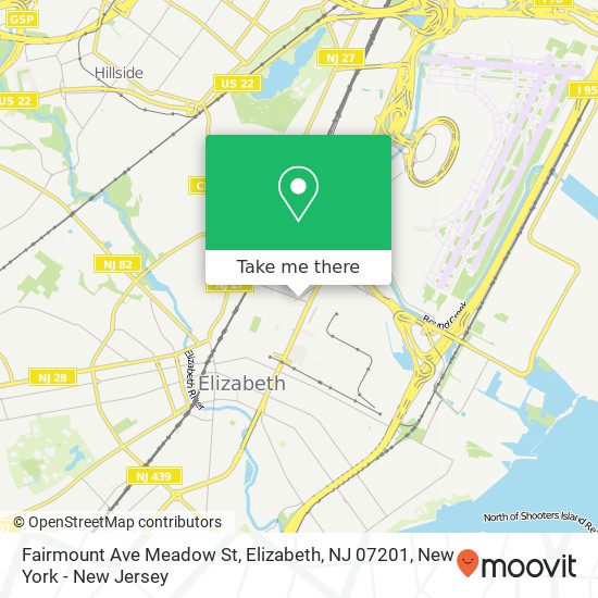 Mapa de Fairmount Ave Meadow St, Elizabeth, NJ 07201