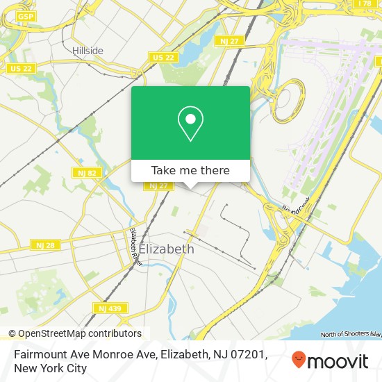 Fairmount Ave Monroe Ave, Elizabeth, NJ 07201 map