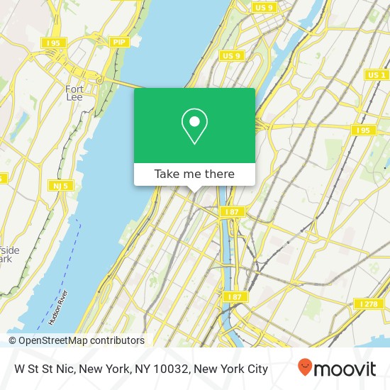 W St St Nic, New York, NY 10032 map