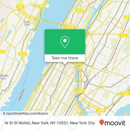 Mapa de W St St Nichol, New York, NY 10031